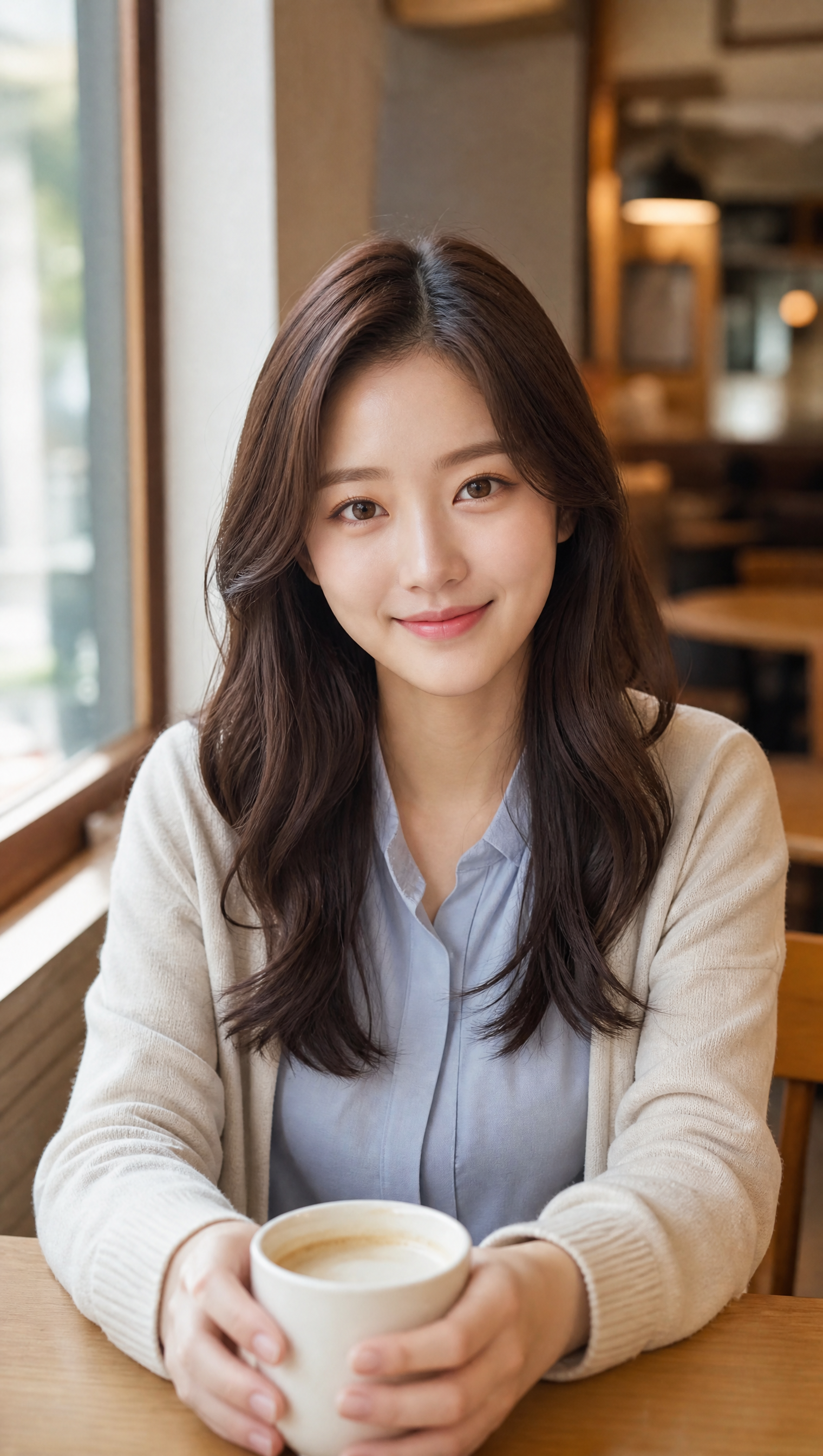 카페 맞은편에 앉아 있는 소라